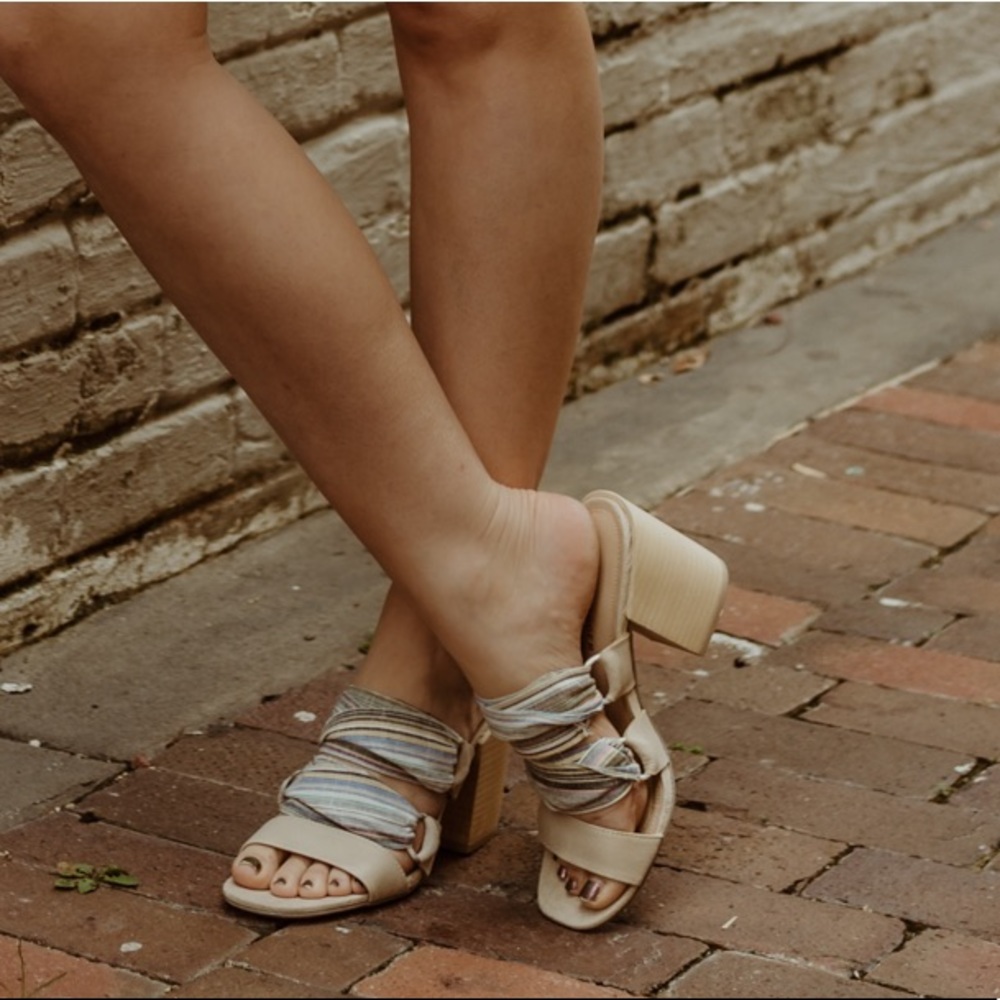 Kelsi Dagger Leather and Fabric Sandals